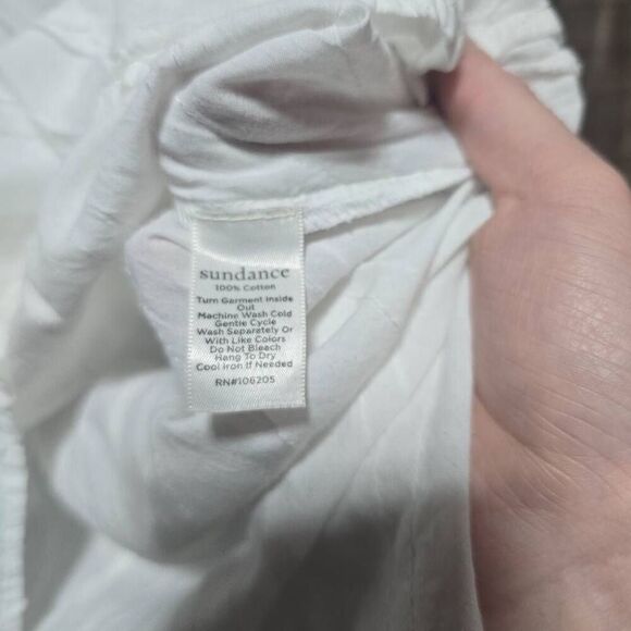 Sundance Snow Cloud Women Popover Top Blouse Shirt White Textured - Picture 5 of 5